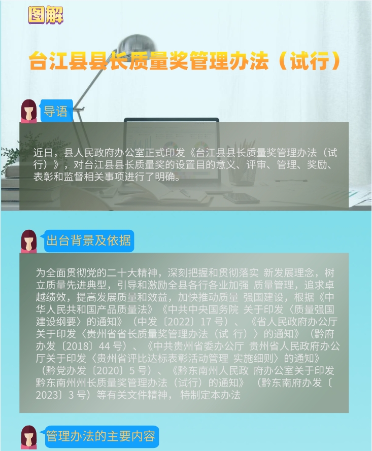圖解：臺江縣縣長質(zhì)量獎管理辦法（試行）